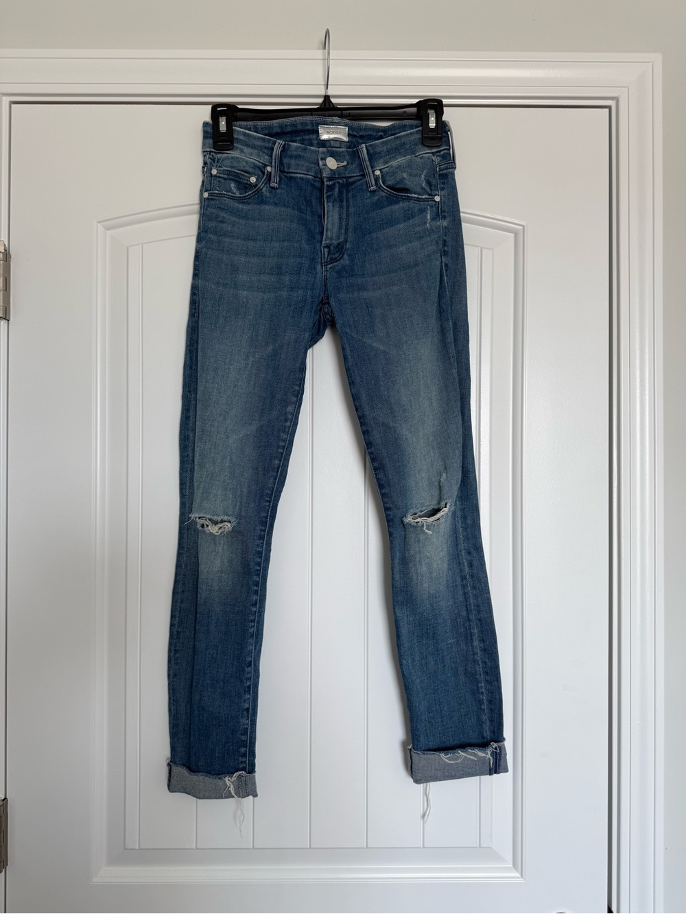 MOTHER Blue Distressed Boyfriend Jeans